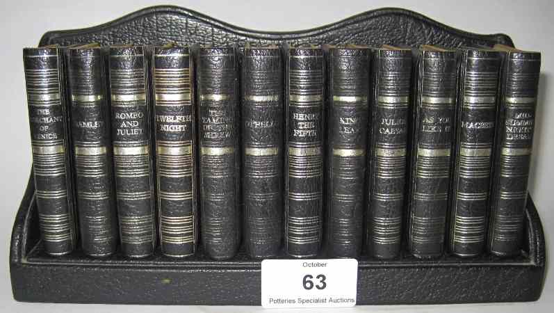 Appraisal: Asprey of London Leather miniature Book Stand with Shakespeares Plays