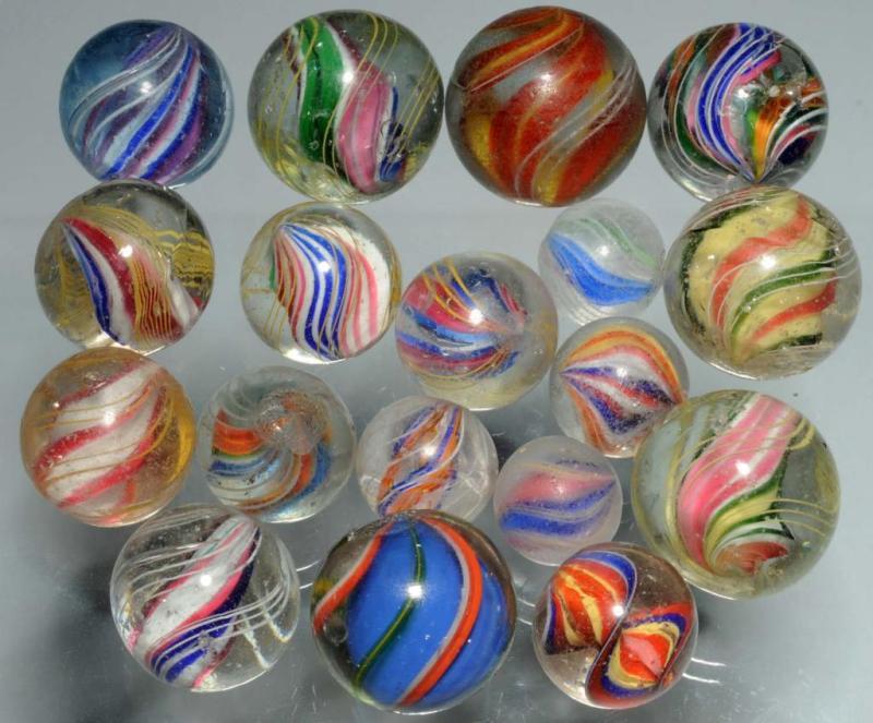 Appraisal: Lot of Assorted Handmade Marbles Description Includes solid-core swirls ribbon