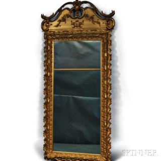 Appraisal: Large Queen Anne-style Gilt Gesso Looking Glass the cresting and