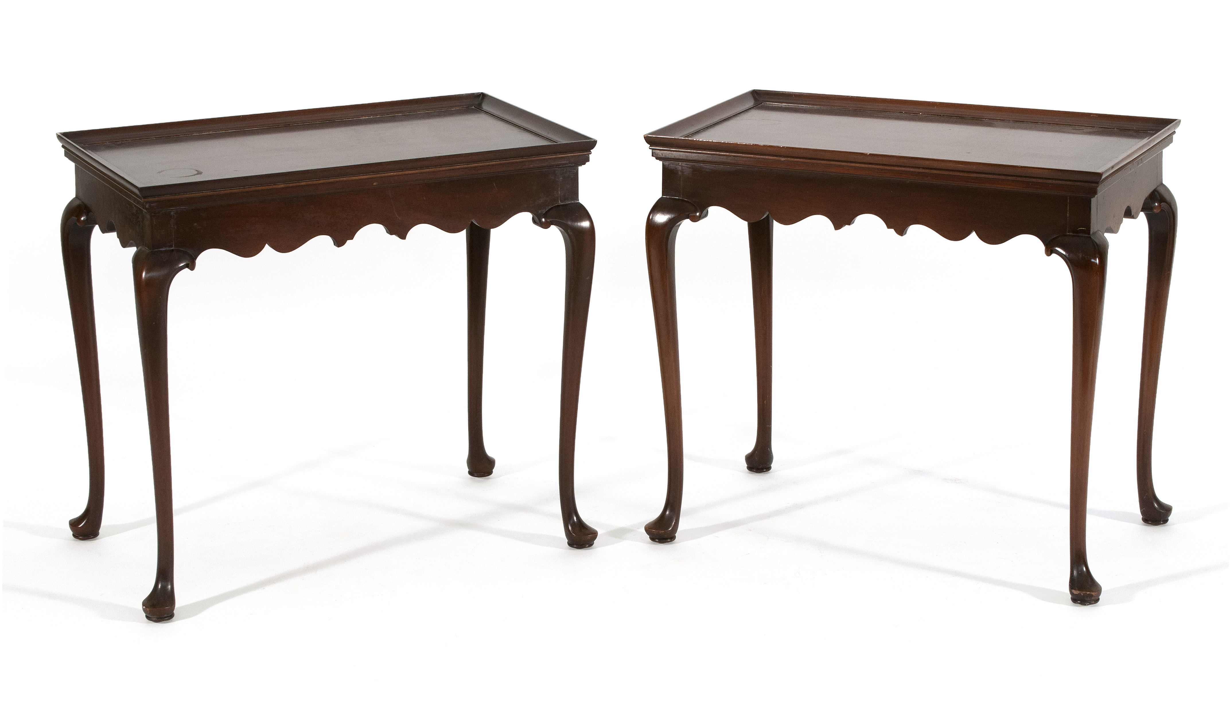 Appraisal: PAIR OF KITTINGER QUEEN ANNE-STYLE TEA TABLES th CenturyIn mahogany