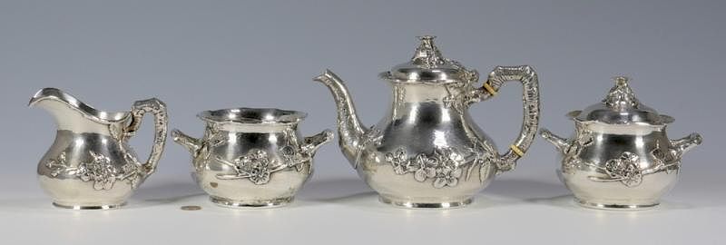 Appraisal: Gorham Hammered Aesthetic Silver Tea Service Gorham sterling silver tea