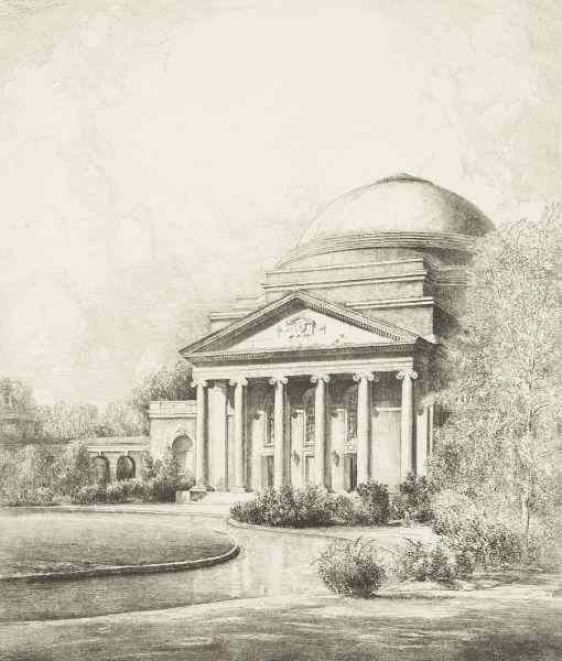 Appraisal: Duke University Etching by Louis Orr - signed in pencil