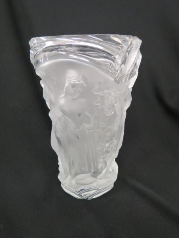 Appraisal: Bohemian Crystal Vase frosted nudes and cherubs in the manner