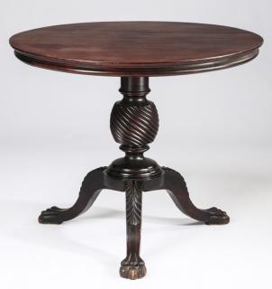 Appraisal: Empire style mahogany center table dia Empire style pedestal table