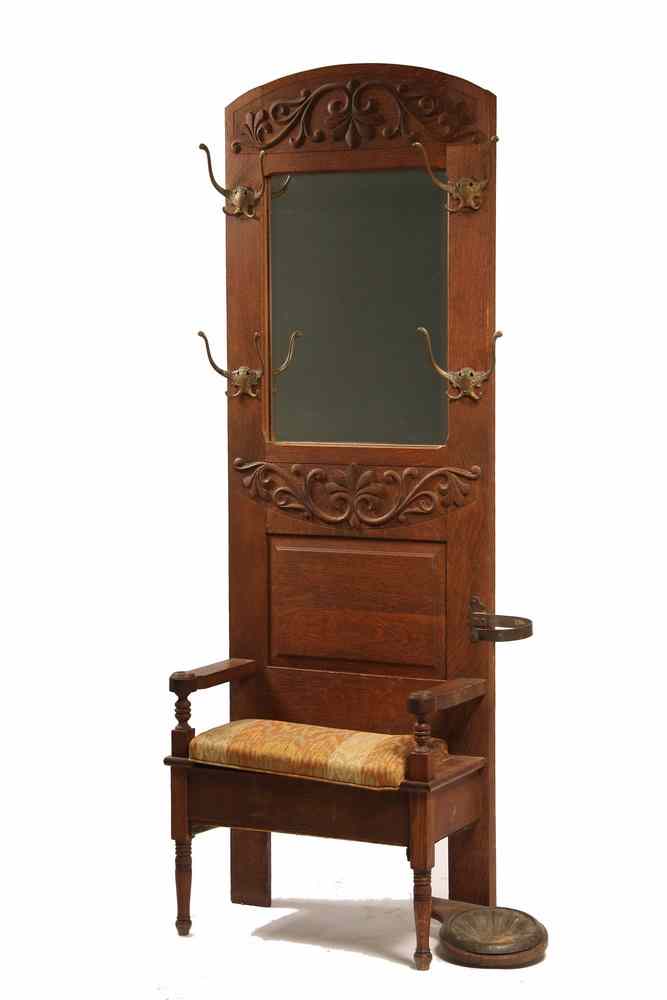 Appraisal: OAK HALLSTAND - Quarter Sawn American Oak Hallstand ca Arts