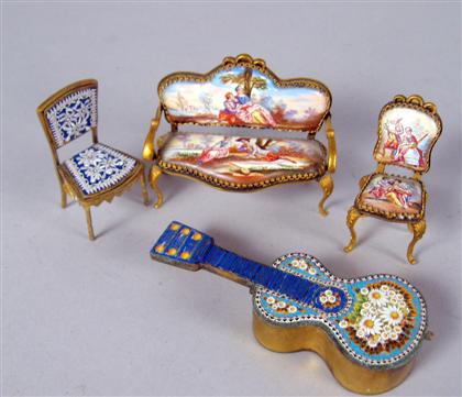 Appraisal: Four miniature Continental table items Comprising an Austrian silver and