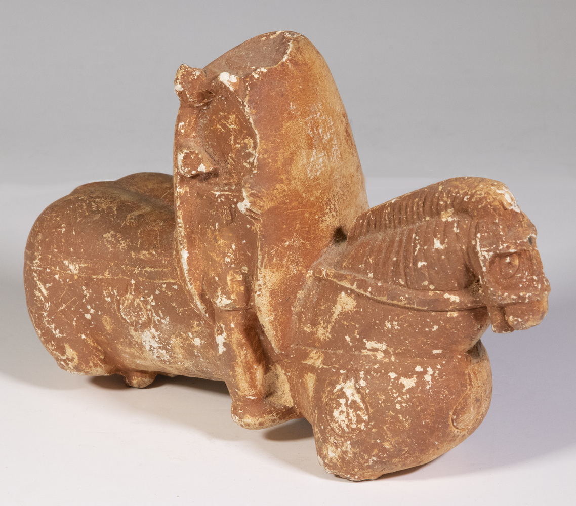 Appraisal: TANG DYNASTY HORSE WITH RIDER TH- TH C FRAGMENT Torso