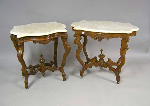 Appraisal: Two Victorian marble top tables h w and h w