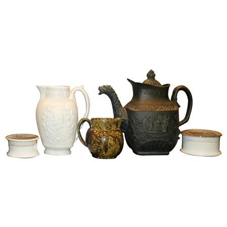 Appraisal: Group of Seven English Pottery Table Articles Estimate -