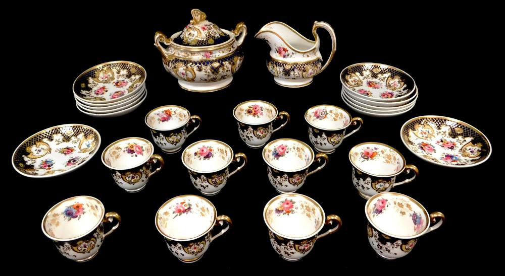 Appraisal: Partial porcelain tea set English th C twenty-five pieces molded