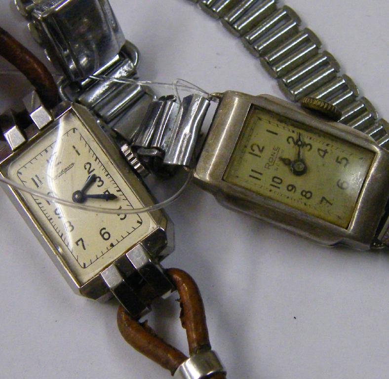 Appraisal: Early Jaeger Le Coultre stainless steel lady's wristwatch the rectangular