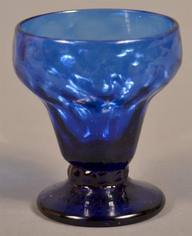 Appraisal: Steigel Type Cobalt Blue Expanded Diamond Glass Footed Master Salt