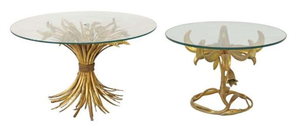 Appraisal: lot of Contemporary gilt metal side tables including gilt aluminum