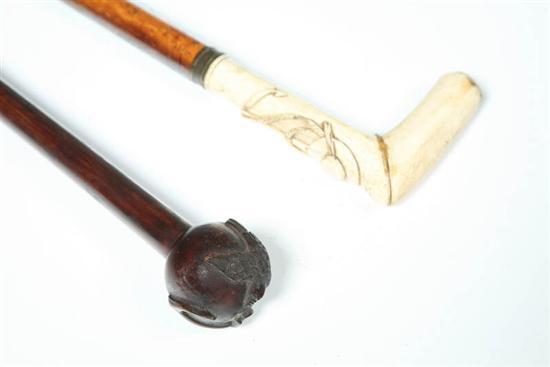 Appraisal: TWO NAVAL WALKING STICKS English or American th century Includes