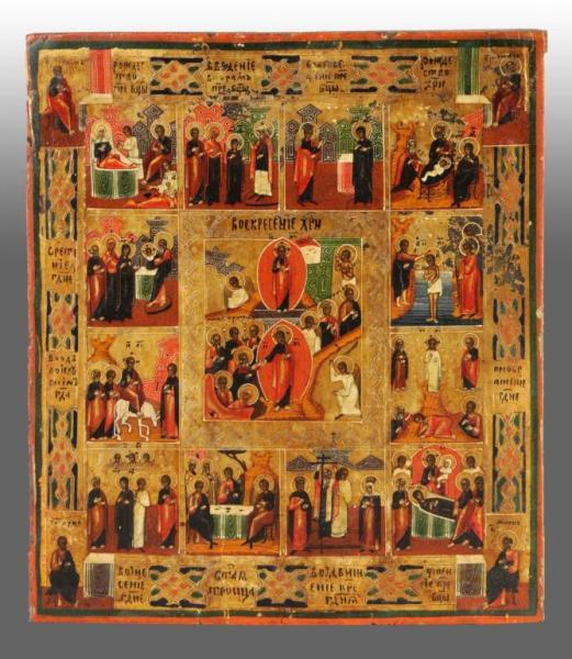 Appraisal: th Century Russian Icon Description Painted on one-inch thick board