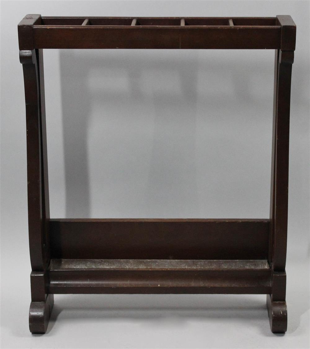 Appraisal: EMPIRE STYLE MAHOGANY UMBRELLA STAND in trestle form having a