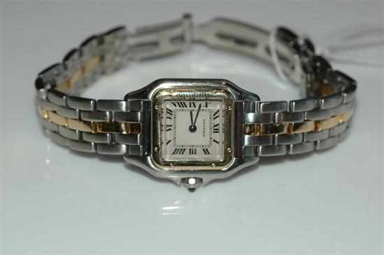 Appraisal: A LADIES CARTIER PANTHERE QUARTZ WRISTWATCH WITH ROMAN NUMERALS TO