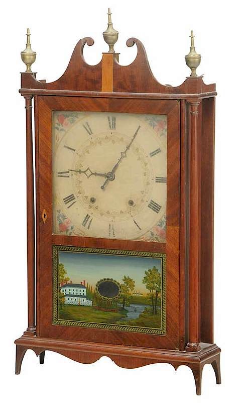 Appraisal: Eli Terry Pillar and Scroll Shelf Clock American th century