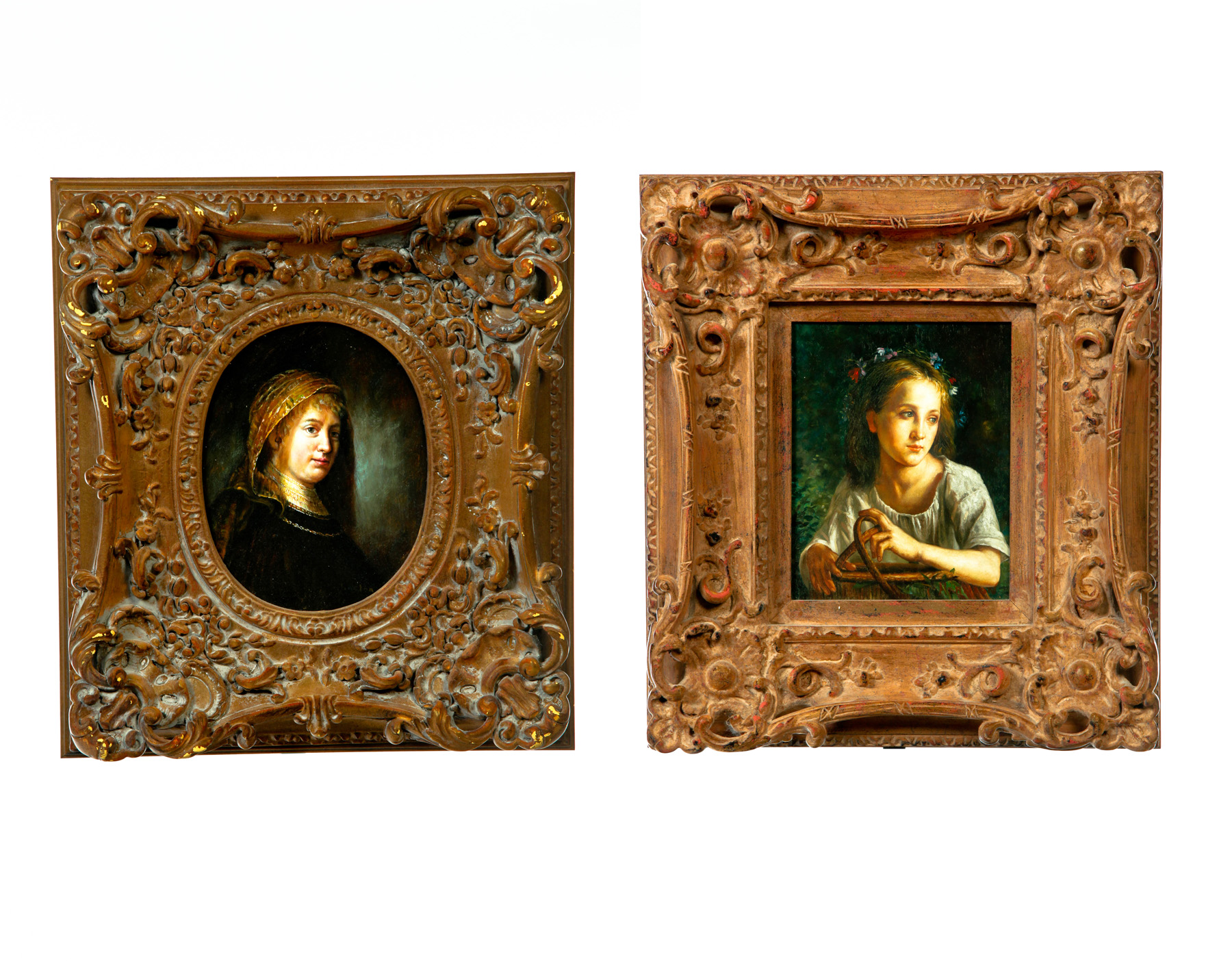 Appraisal: TWO FRAMED OIL PORTRAITS European th quarter- th century Oval