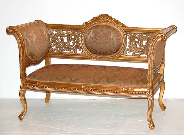 Appraisal: An Italian Rococo style parcel gilt settee height in width