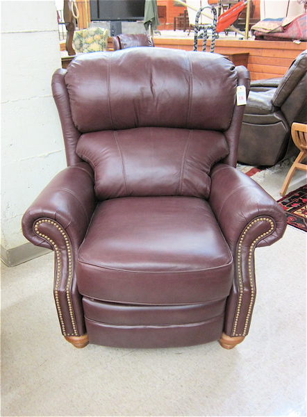 Appraisal: BURGUNDY LEATHER RECLINER Radford model by Flexsteel