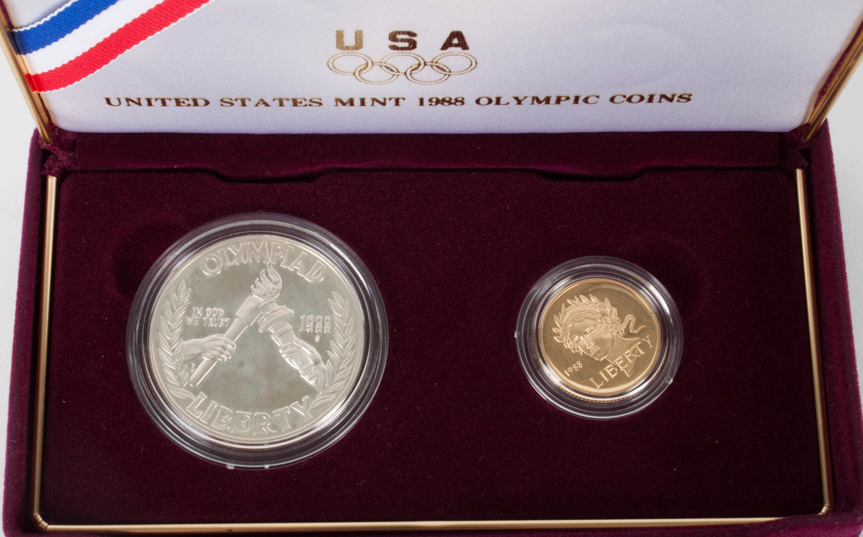 Appraisal: U S Olympic commemorative -coin set Gold and silver Proof