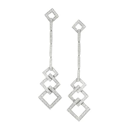 Appraisal: Pair of White Gold and Diamond Pendant-Earrings Estimate -