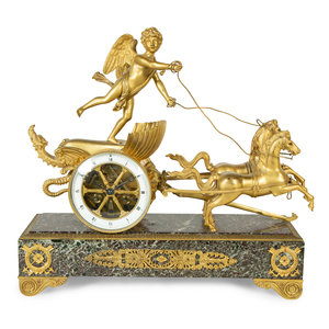 Appraisal: A French Gilt Bronze and Marble Mantel Clock th Century