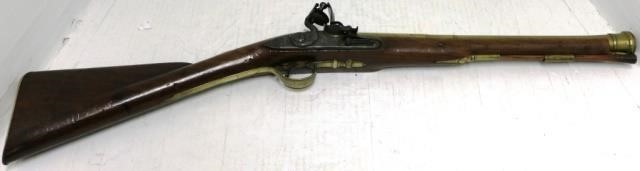 Appraisal: CA - ENGLISH BRASS BARRELED FLINTLOCKBLUNDERBUSS SIGNED ON LOCK WEBB