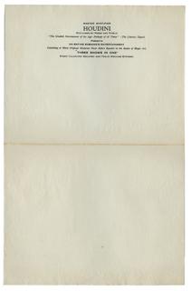 Appraisal: Houdini Final Tour Letterhead Houdini Harry Ehrich Weiss Houdini Final