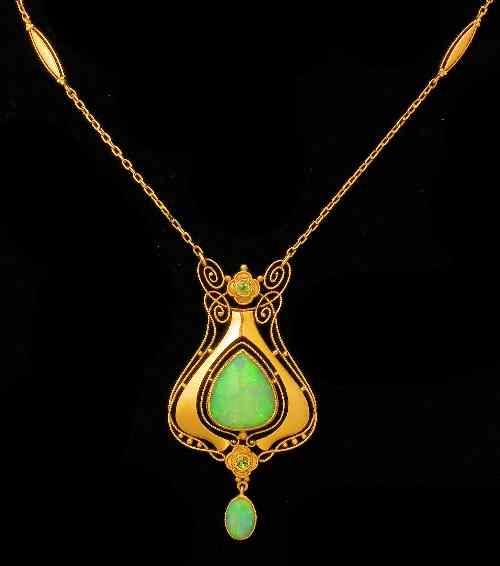 Appraisal: An early th Century Anglo German ct gold opal and