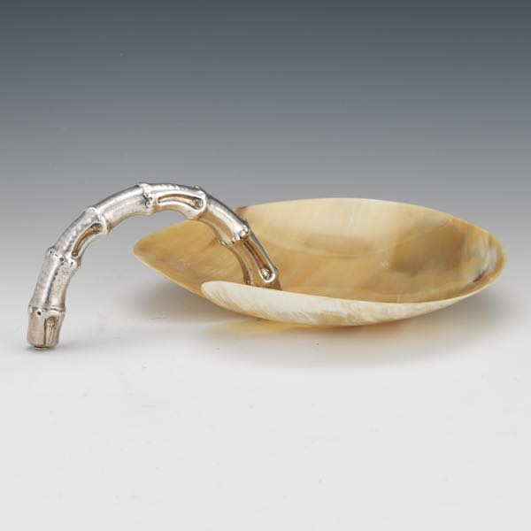 Appraisal: Italian Sterling Silver and Horn Serving Dish H x x