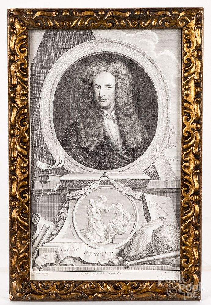 Appraisal: Houbraken engraving of Sir Isaac Newton Houbraken engraving of Sir