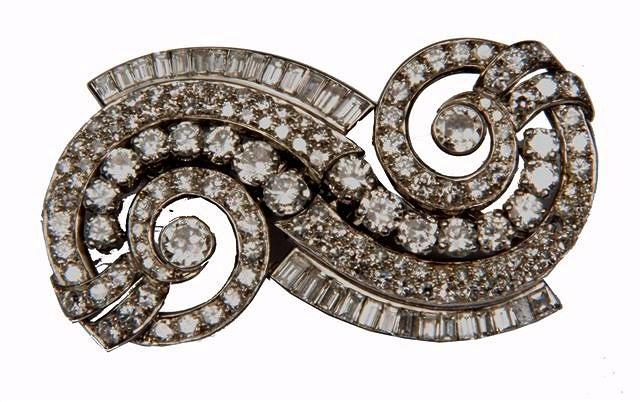 Appraisal: A DIAMOND ART DECO STYLE BROOCH pair of lapel clips