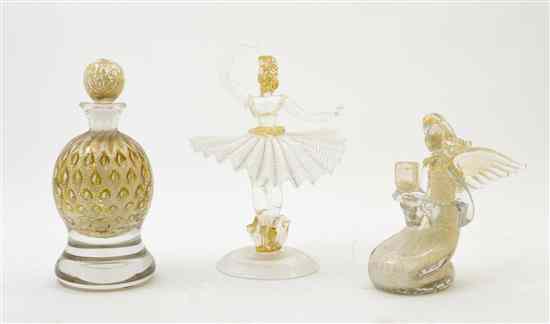 Appraisal: Three Italian Glass Articles comprising a ballerina an angel and