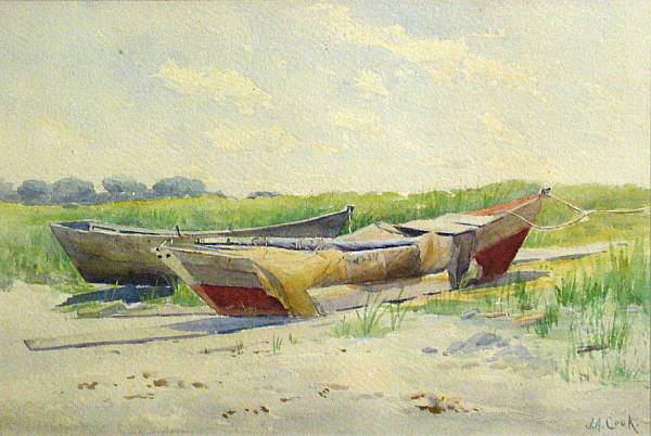 Appraisal: John A Cook American -- Boats on a beach together