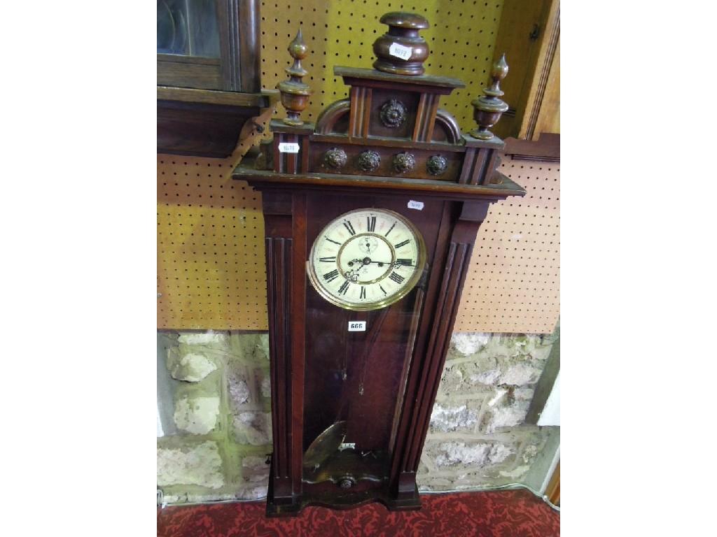 Appraisal: A late th century Vienna style wall clock with mahogany