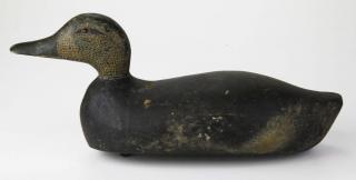 Appraisal: poss Illinois River wooden duck decoy w Raymond lead weight