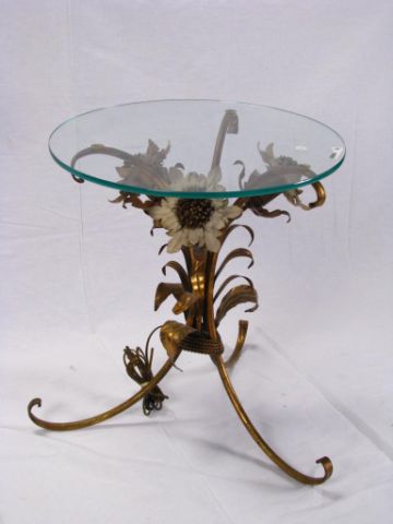 Appraisal: Cast Metal Lighted Floral Motif Table with inch round inch