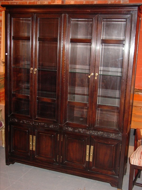 Appraisal: CHINESE STYLE BLACK PAINTED DISPLAY CABINET th c the upper