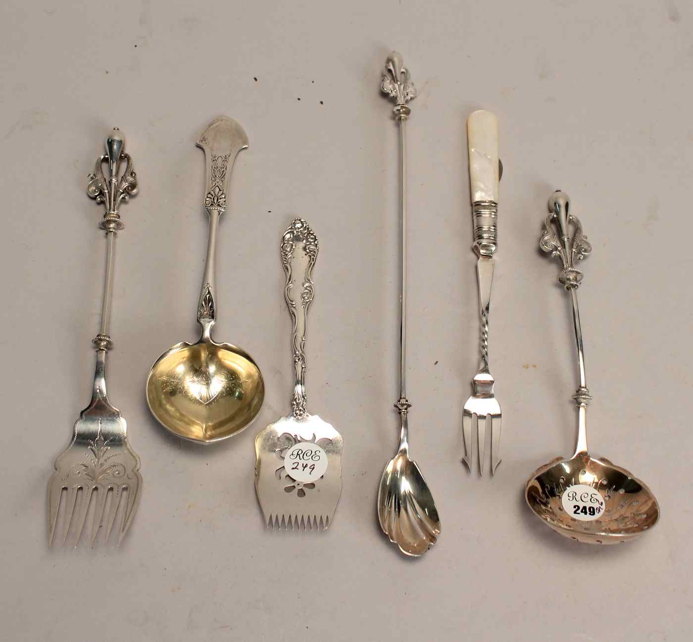 Appraisal: SIX STERLING SILVER AND SILVER PLATED SERVING PIECESBy various makers