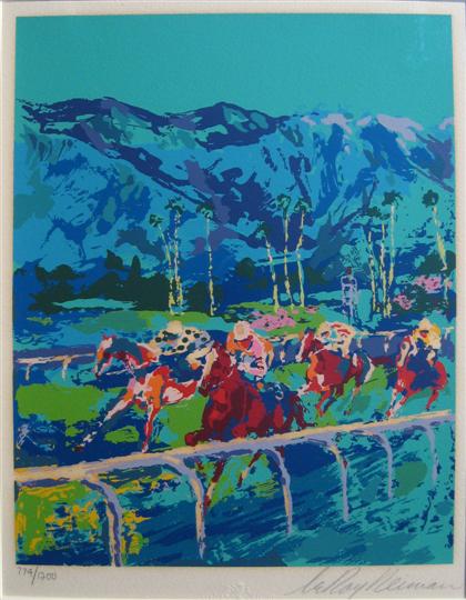 Appraisal: two prints LEROY NEIMAN american b SANTA ANITA pencil signed