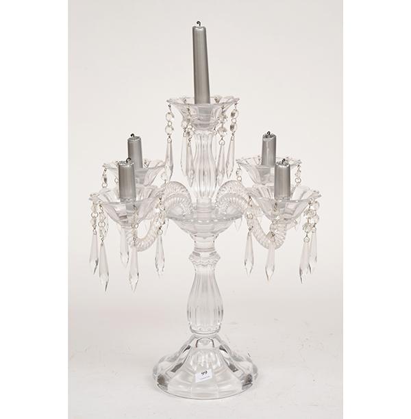 Appraisal: A CRYSTAL FOUR BRANCH TABLE CANDELABRA CM HIGH