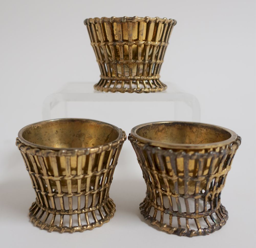 Appraisal: Set of Silver Gilt Open Salts or Egg Cups Basket