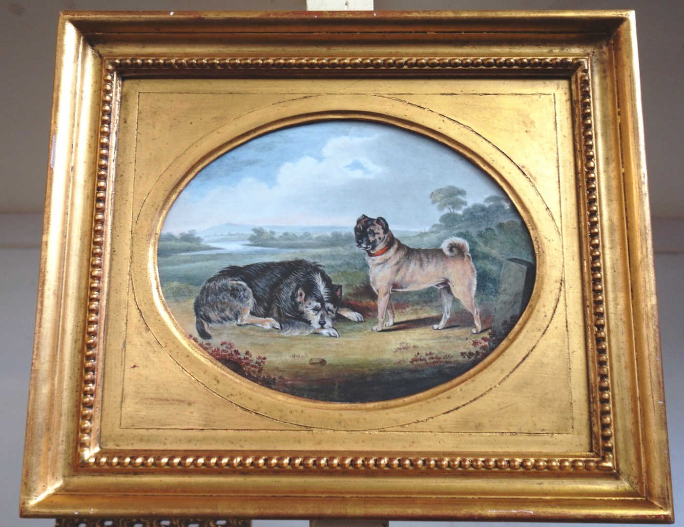 Appraisal: Joseph Powell - a porcelain plaque decorated with pug and