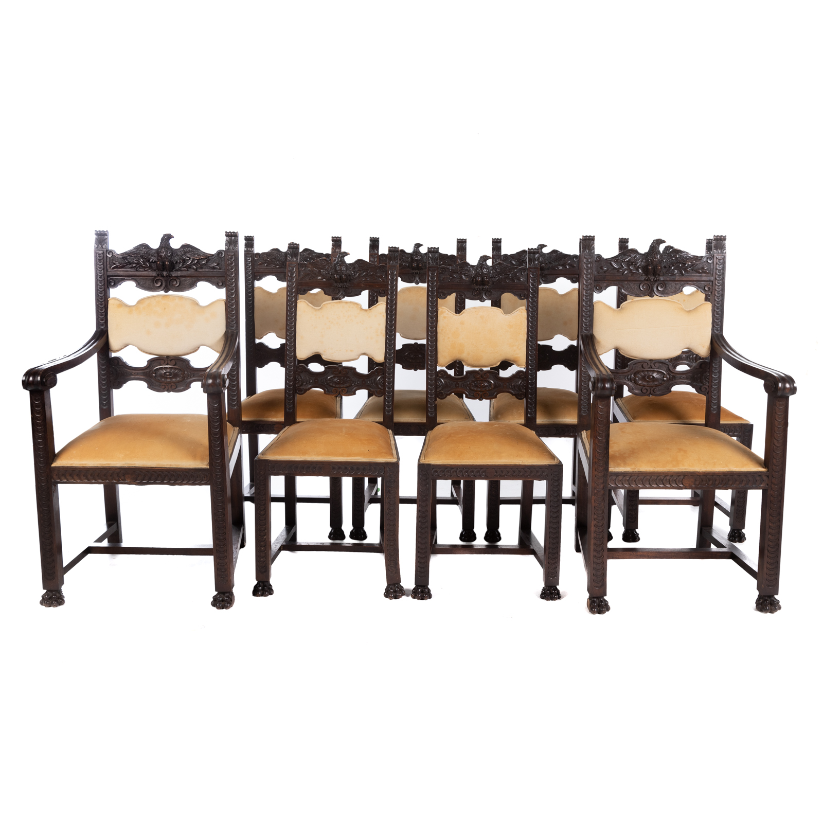 Appraisal: SET OF EIGHT AMERICAN CARVED WOOD DINING CHAIRS Late th