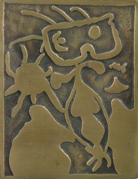 Appraisal: A Bronze Plaque After Joan Miro A cast bronze plaque