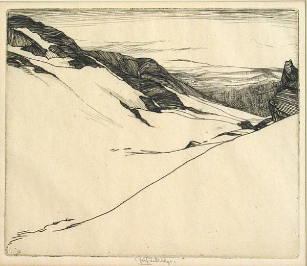 Appraisal: Roi Partridge American - Sierra Slopes - Etching on Japanese