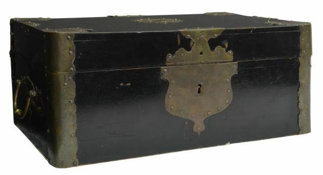 Appraisal: Lockable strong box with key early th c having a