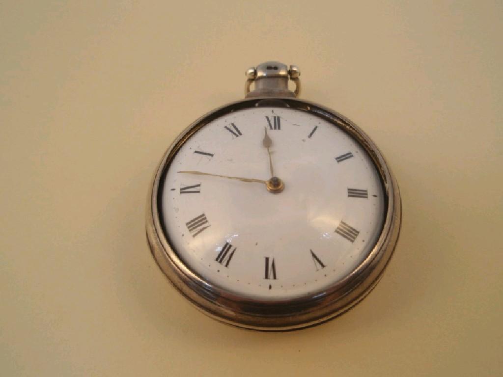 Appraisal: A silver pair cased open face fusee pocket watch with